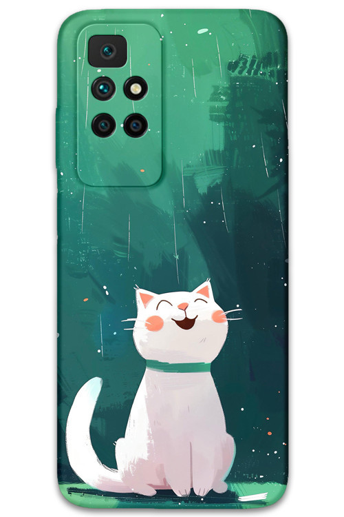 Xiaomi Redmi 10 Uyumlu Kedi Desenli Telefon Kılıfı + Ekran Koruyucu - 5781