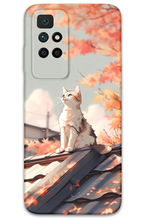 Xiaomi Redmi 10 Uyumlu Kedi Desenli Telefon Kılıfı + Ekran Koruyucu - 5784