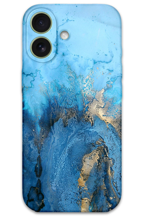 İphone 16 Plus Uyumlu Mermer Desenli Telefon Kılıfı + Ekran Koruyucu - 5812