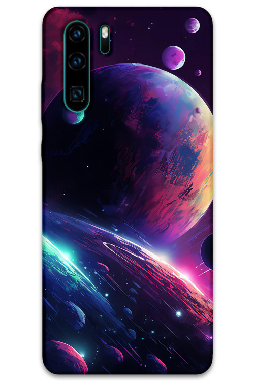 Huawei P30 Pro Uyumlu Uzay Desenli Telefon Kılıfı + Ekran Koruyucu - 5862