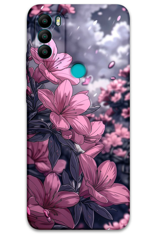 Gm 21 Plus Uyumlu Çiçek Desenli Telefon Kılıfı + Ekran Koruyucu - 5796