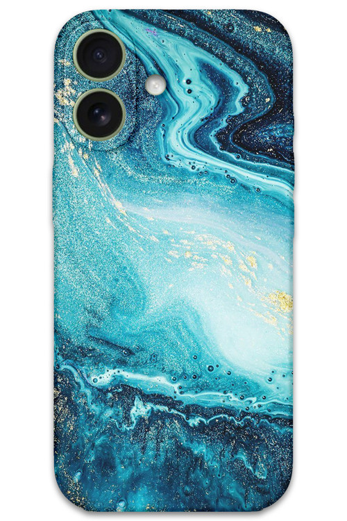 İphone 16 Plus Uyumlu Mermer Desenli Telefon Kılıfı + Ekran Koruyucu - 5818
