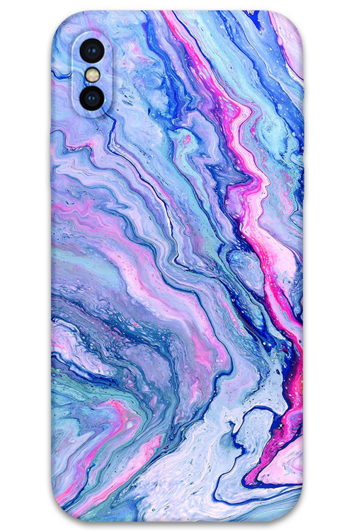 İphone X Uyumlu Mermer Desenli Telefon Kılıfı + Ekran Koruyucu - 5816