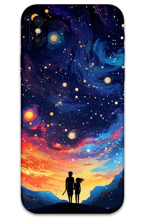 İphone Xs Uyumlu Uzay Desenli Telefon Kılıfı + Ekran Koruyucu - 5863