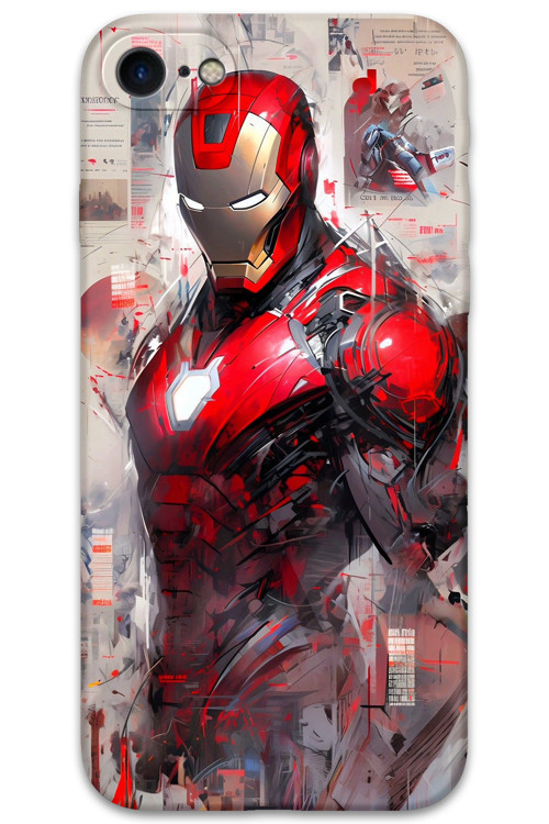 İphone 7 Uyumlu İronman Desenli Telefon Kılıfı + Ekran Koruyucu - 5828