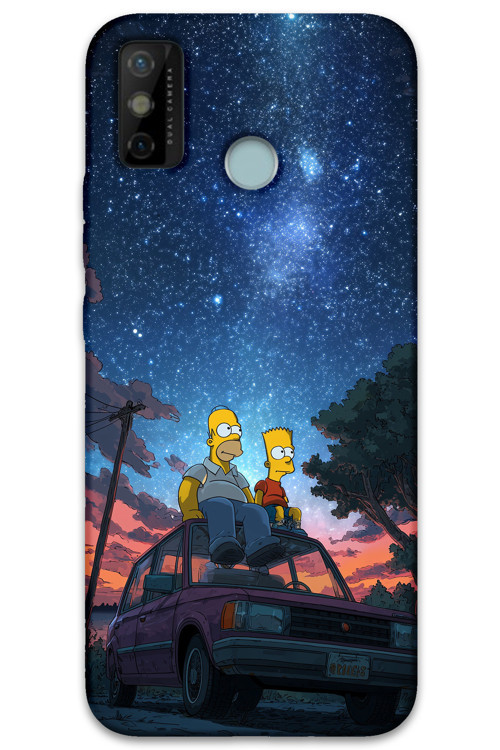 Tecno Spark 6 Go Uyumlu Simpson Desenli Telefon Kılıfı + Ekran Koruyucu - 5937