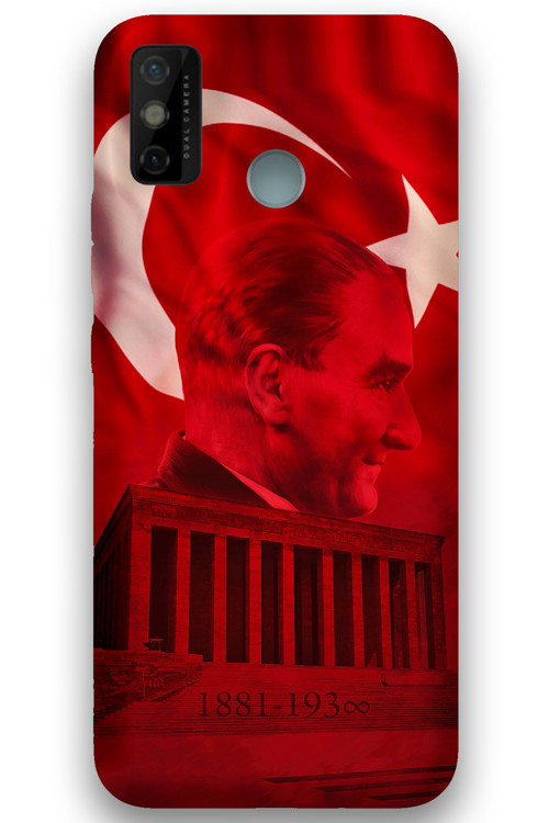 Tecno Spark 6 Go Uyumlu Atatürk Desenli Telefon Kılıfı + Ekran Koruyucu - 5848