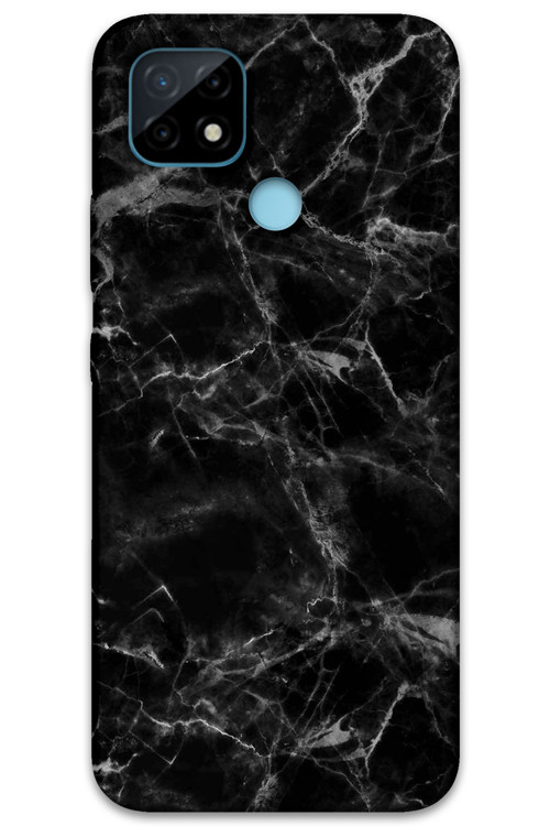 Realme C25 Uyumlu Mermer Desenli Telefon Kılıfı + Ekran Koruyucu - 5815