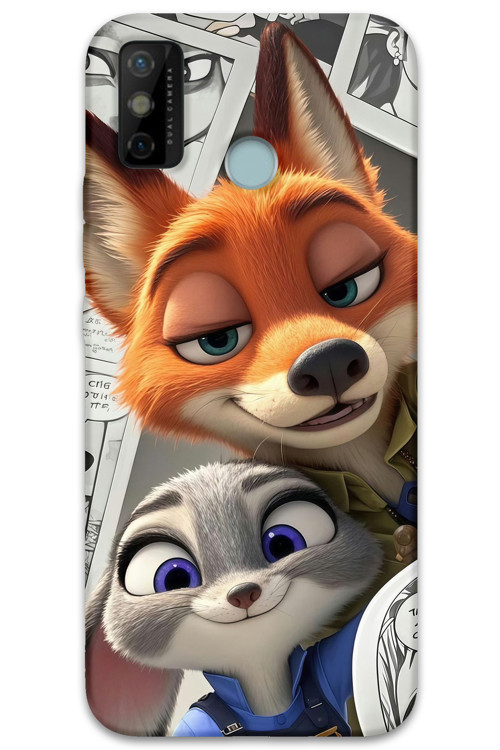Tecno Spark 6 Go Uyumlu Zootopia Desenli Telefon Kılıfı + Ekran Koruyucu - 5942