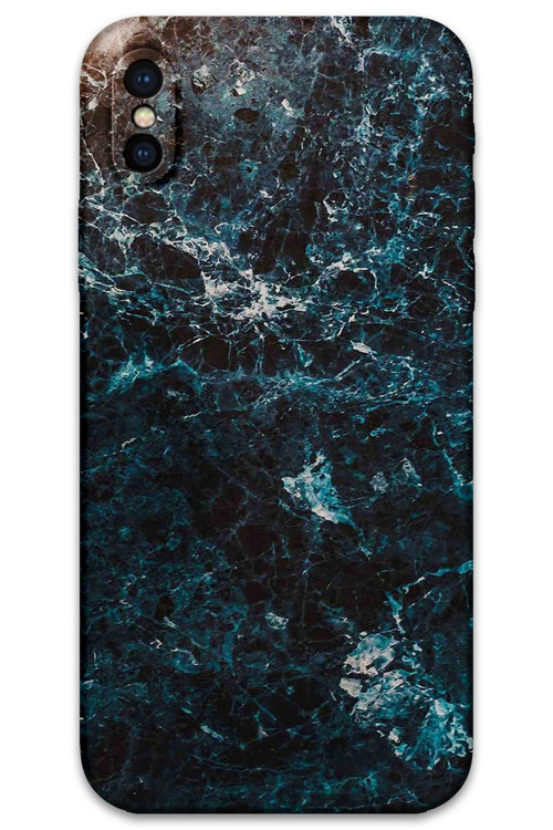 İphone Xs Uyumlu Mermer Desenli Telefon Kılıfı + Ekran Koruyucu - 5819