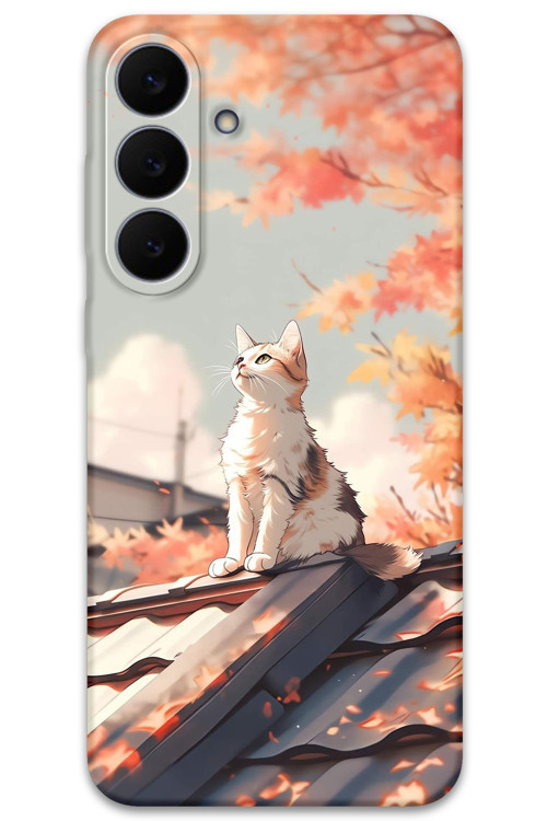 Galaxy S25 Fe Uyumlu Kedi Desenli Telefon Kılıfı + Ekran Koruyucu - 5784
