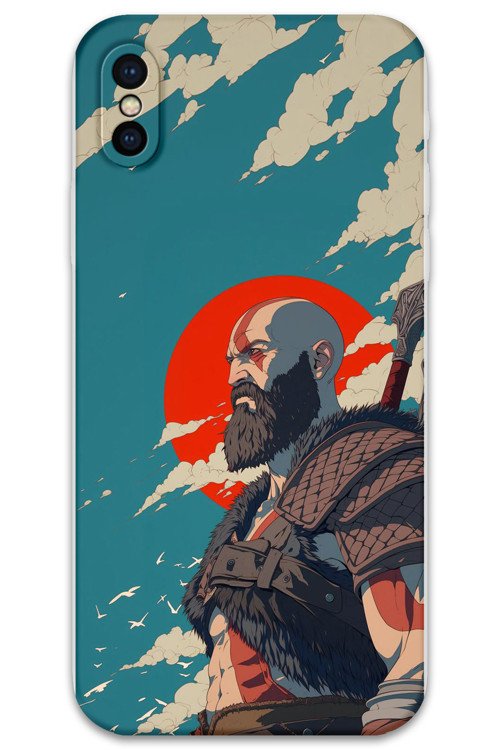 İphone Xs Uyumlu Kratos Desenli Telefon Kılıfı + Ekran Koruyucu - 5824