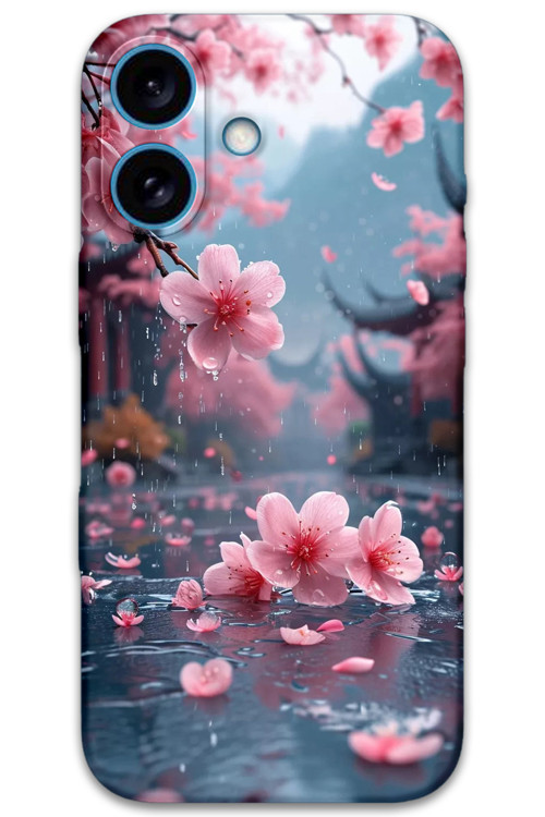 İphone 16 Uyumlu Çiçek Desenli Telefon Kılıfı + Ekran Koruyucu - 5794