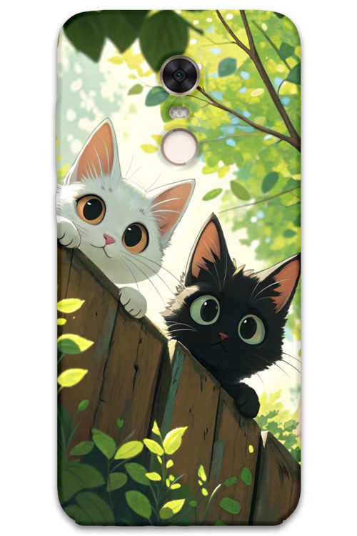 Xiaomi Redmi 5 Plus Uyumlu Kedi Desenli Telefon Kılıfı + Ekran Koruyucu - 5785