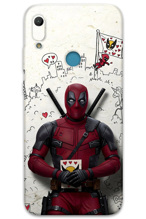 Huawei Y6S Uyumlu Deadpool Desenli Telefon Kılıfı + Ekran Koruyucu - 5927