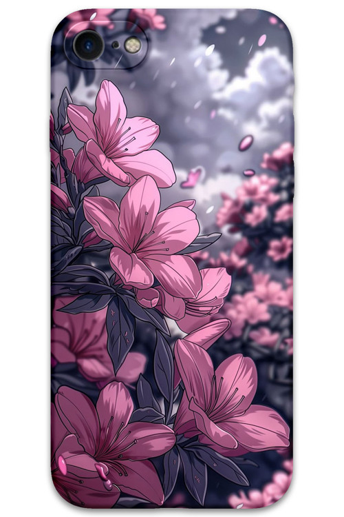 İphone 8 Uyumlu Çiçek Desenli Telefon Kılıfı + Ekran Koruyucu - 5796