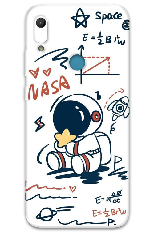 Huawei Y6S Uyumlu Astronot Desenli Telefon Kılıfı + Ekran Koruyucu - 5858