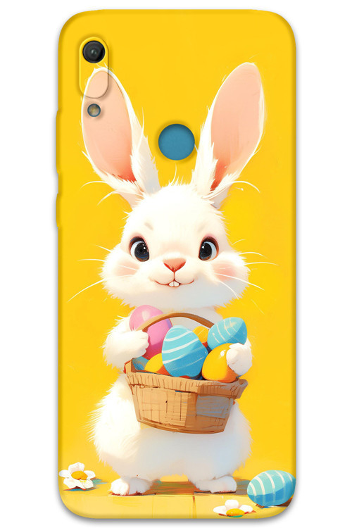 Huawei Y6S Uyumlu Tavşan Desenli Telefon Kılıfı + Ekran Koruyucu - 5806