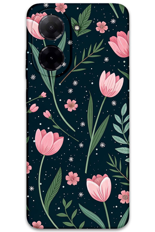 Xiaomi Redmi A5 4G Uyumlu Çiçek Desenli Telefon Kılıfı + Ekran Koruyucu - 5788