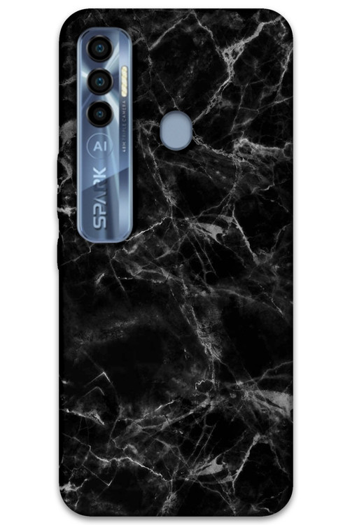 Tecno Spark 7 Pro Uyumlu Mermer Desenli Telefon Kılıfı + Ekran Koruyucu - 5815