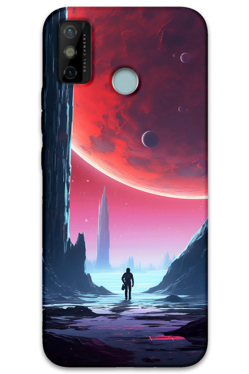 Tecno Spark 6 Go Uyumlu Uzay Desenli Telefon Kılıfı + Ekran Koruyucu - 5860