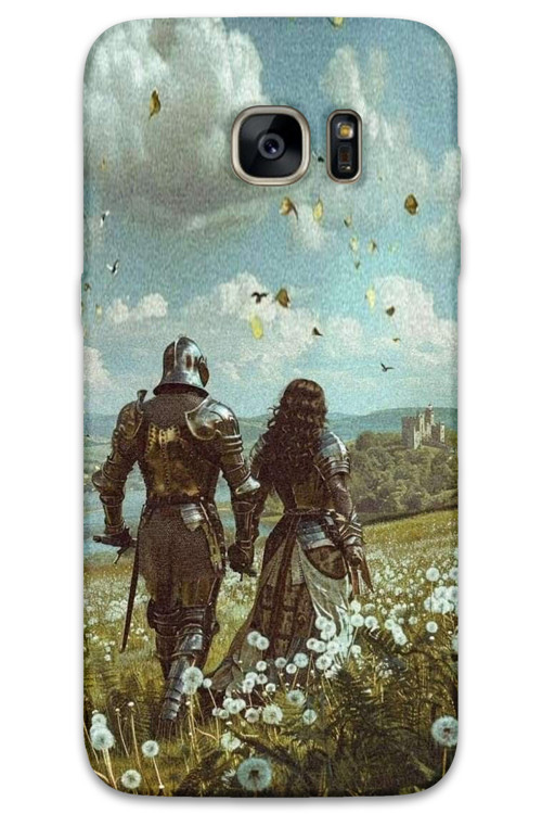 Galaxy S7 Edge Uyumlu Retro Desenli Telefon Kılıfı + Ekran Koruyucu - 5843