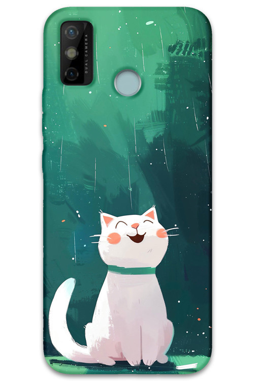 Tecno Spark 6 Go Uyumlu Kedi Desenli Telefon Kılıfı + Ekran Koruyucu - 5781