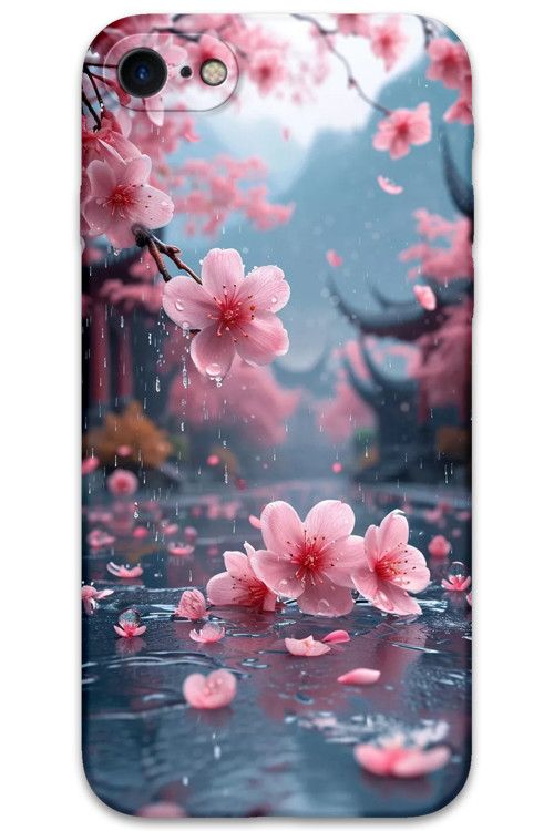 İphone 7 Uyumlu Çiçek Desenli Telefon Kılıfı + Ekran Koruyucu - 5794