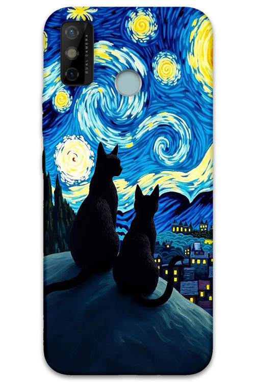 Tecno Spark 6 Go Uyumlu Kedi Desenli Telefon Kılıfı + Ekran Koruyucu - 5782