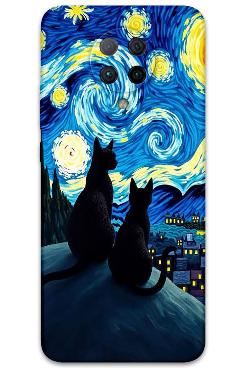 Poco F2 Pro Uyumlu Kedi Desenli Telefon Kılıfı + Ekran Koruyucu - 5782