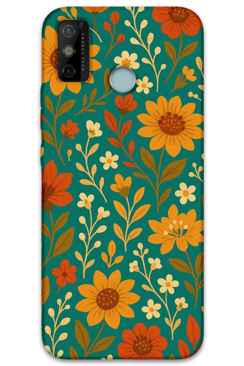 Tecno Spark 6 Go Uyumlu Çiçek Desenli Telefon Kılıfı + Ekran Koruyucu - 5786