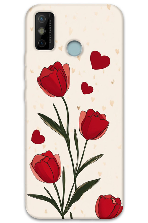 Tecno Spark 6 Go Uyumlu Çiçek Desenli Telefon Kılıfı + Ekran Koruyucu - 5789