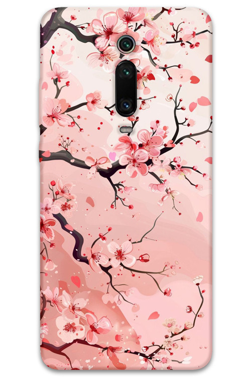 Xiaomi Mi 9T Uyumlu Çiçek Desenli Telefon Kılıfı + Ekran Koruyucu - 5805