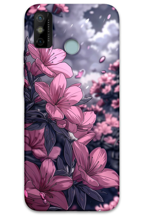 Tecno Spark 6 Go Uyumlu Çiçek Desenli Telefon Kılıfı + Ekran Koruyucu - 5796