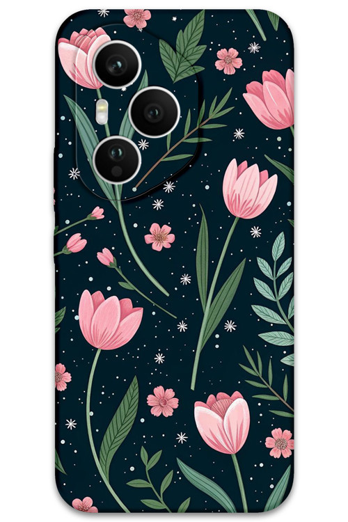 Honor 400 Pro Uyumlu Çiçek Desenli Telefon Kılıfı + Ekran Koruyucu - 5788