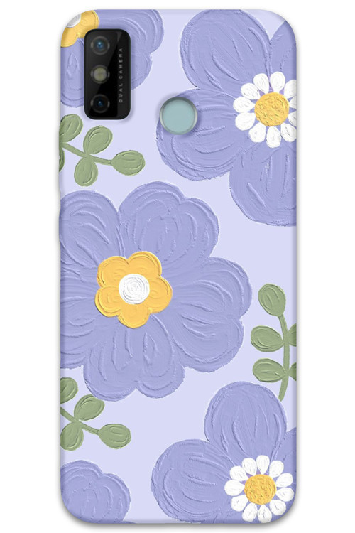 Tecno Spark 6 Go Uyumlu Çiçek Desenli Telefon Kılıfı + Ekran Koruyucu - 5799