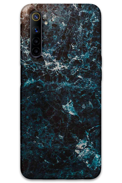 Realme 6 Uyumlu Mermer Desenli Telefon Kılıfı + Ekran Koruyucu - 5819