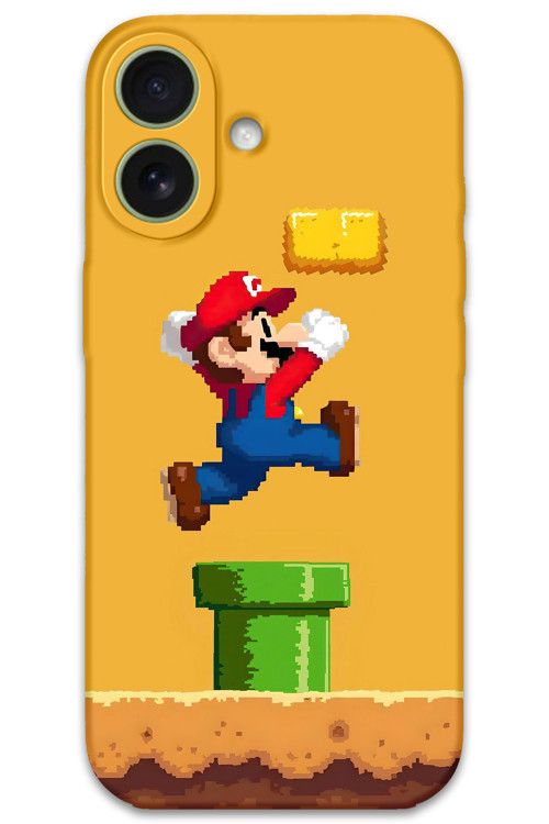 İphone 16 Plus Uyumlu Mario Desenli Telefon Kılıfı + Ekran Koruyucu - 5941