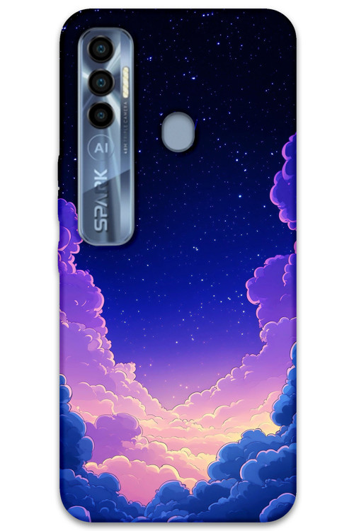 Tecno Spark 7 Pro Uyumlu Uzay Desenli Telefon Kılıfı + Ekran Koruyucu - 5867