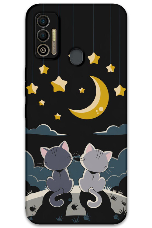 Tecno Spark 7T Uyumlu Kedi Desenli Telefon Kılıfı + Ekran Koruyucu - 5809