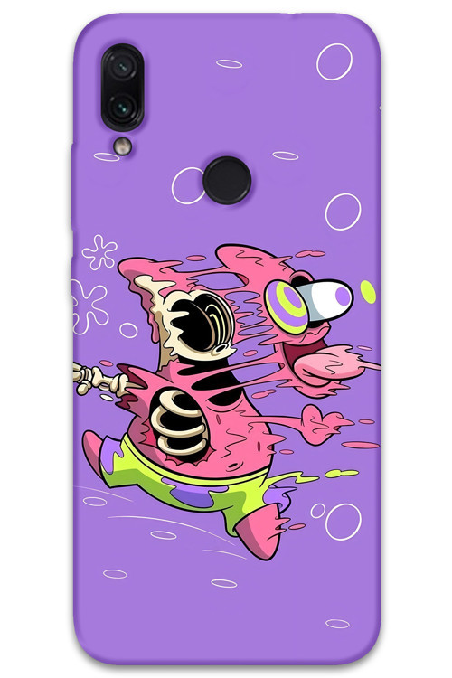 Xiaomi Redmi Note 7 Uyumlu Sünger Bob Desenli Telefon Kılıfı + Ekran Koruyucu - 5939