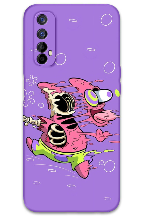 Realme 7 Uyumlu Sünger Bob Desenli Telefon Kılıfı + Ekran Koruyucu - 5939