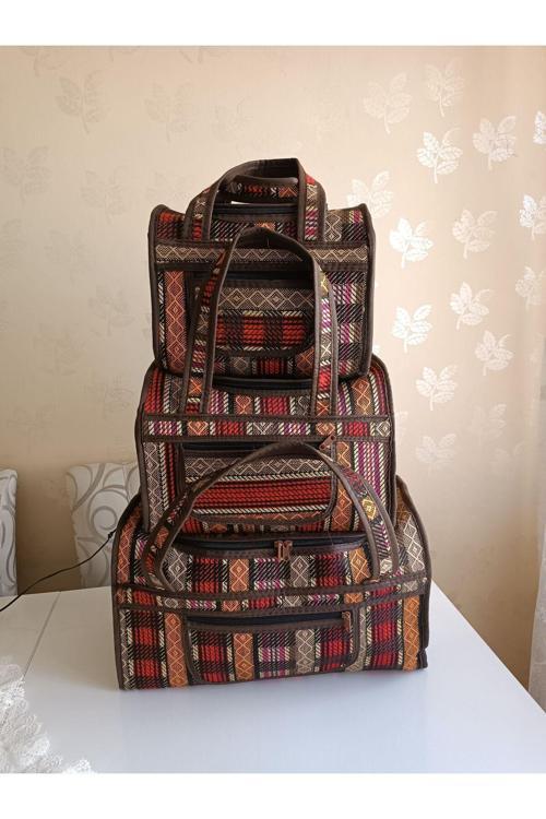 Unisex 3 Lü Hasır Çanta, Çok Amaçli Organizer Çanta