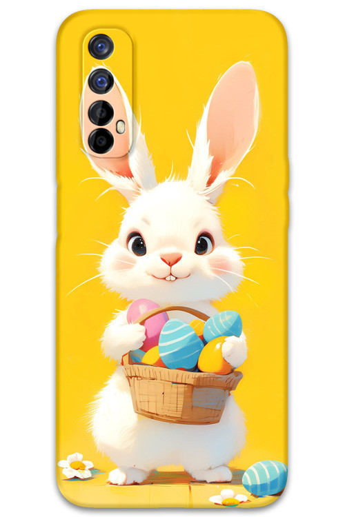 Realme 7 Uyumlu Tavşan Desenli Telefon Kılıfı + Ekran Koruyucu - 5806