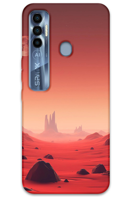 Tecno Spark 7 Pro Uyumlu Uzay Desenli Telefon Kılıfı + Ekran Koruyucu - 5859
