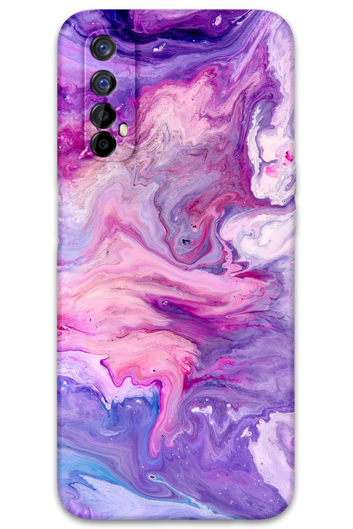 Realme 7 Uyumlu Mermer Desenli Telefon Kılıfı + Ekran Koruyucu - 5813