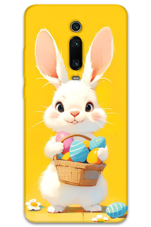 Xiaomi Mi 9T Uyumlu Tavşan Desenli Telefon Kılıfı + Ekran Koruyucu - 5806