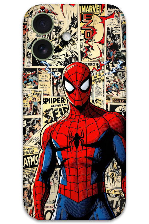 İphone 16 Plus Uyumlu Spiderman Desenli Telefon Kılıfı + Ekran Koruyucu - 5931