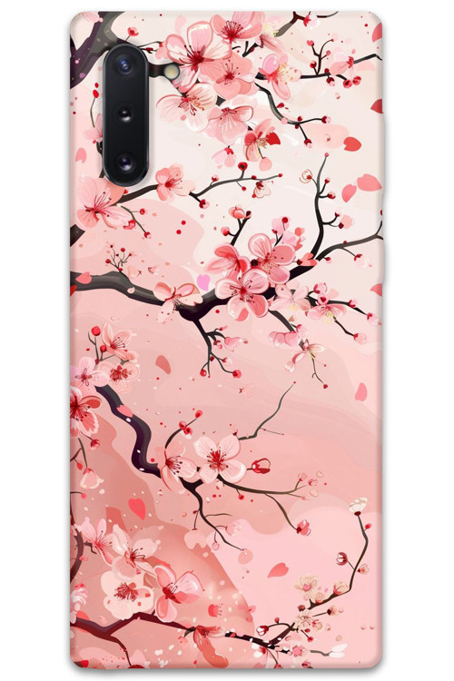 Galaxy Note 10 Uyumlu Çiçek Desenli Telefon Kılıfı + Ekran Koruyucu - 5805