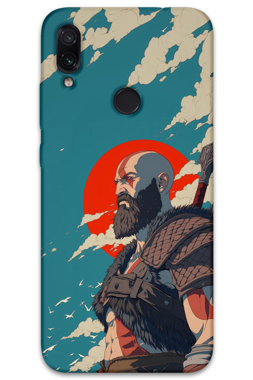 Xiaomi Redmi Note 7 Uyumlu Kratos Desenli Telefon Kılıfı + Ekran Koruyucu - 5824
